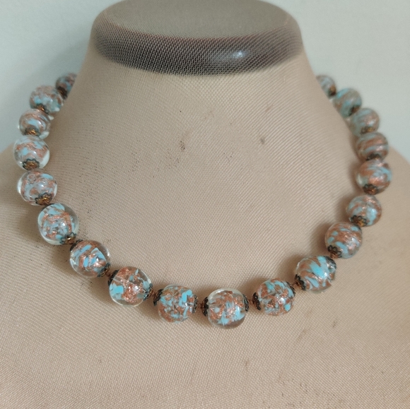 Murano Jewelry - Vintage 60s Murano Somerso Lampwork Necklace